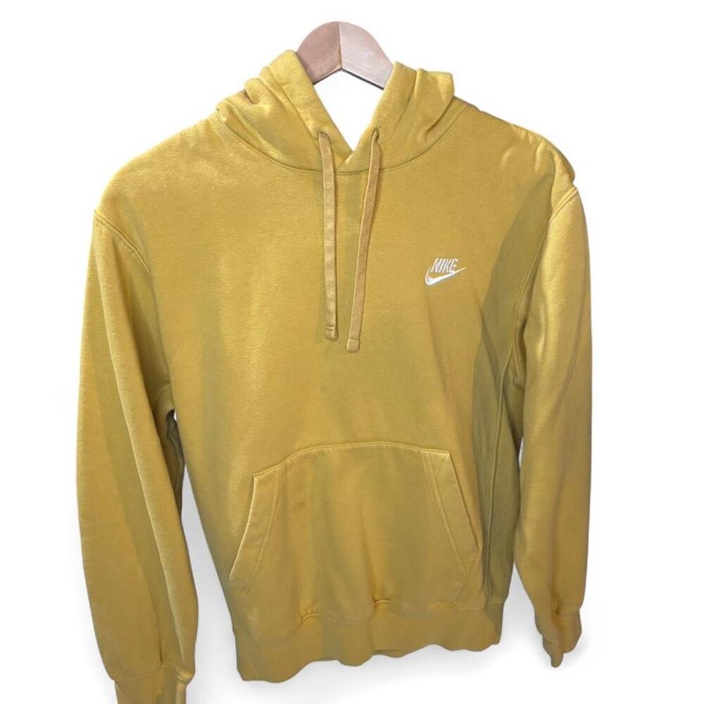 Nike Sportswear Club Fleece Hoodie Mustard Yellow Gold XS BV2654